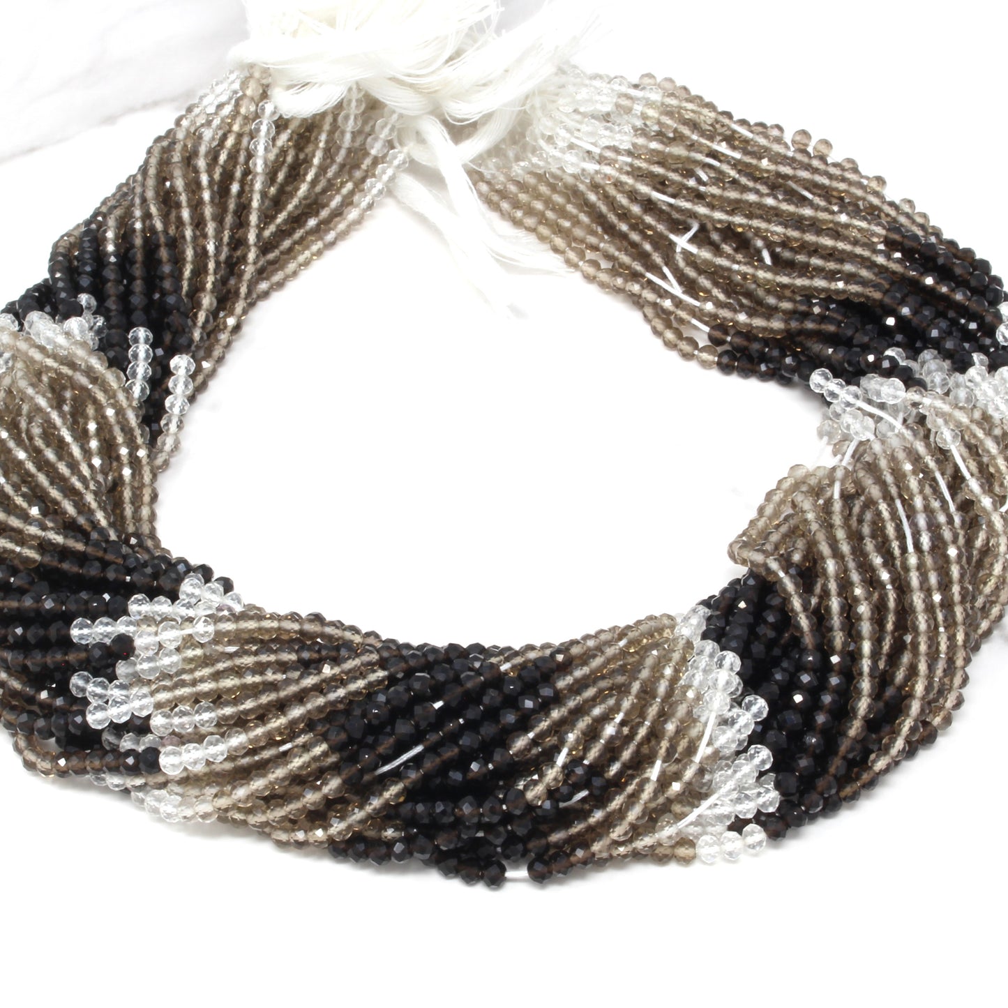 Ombre Smoky Quartz 3mm Faceted Rondelles