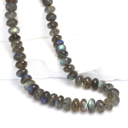AAA Blue Labradorite 9mm Faceted Rondelles Bead Strand