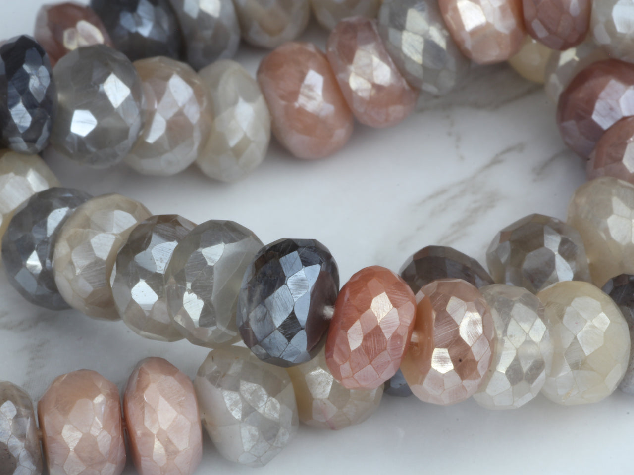 Coated Multi Moonstone 8mm Faceted Rondelles