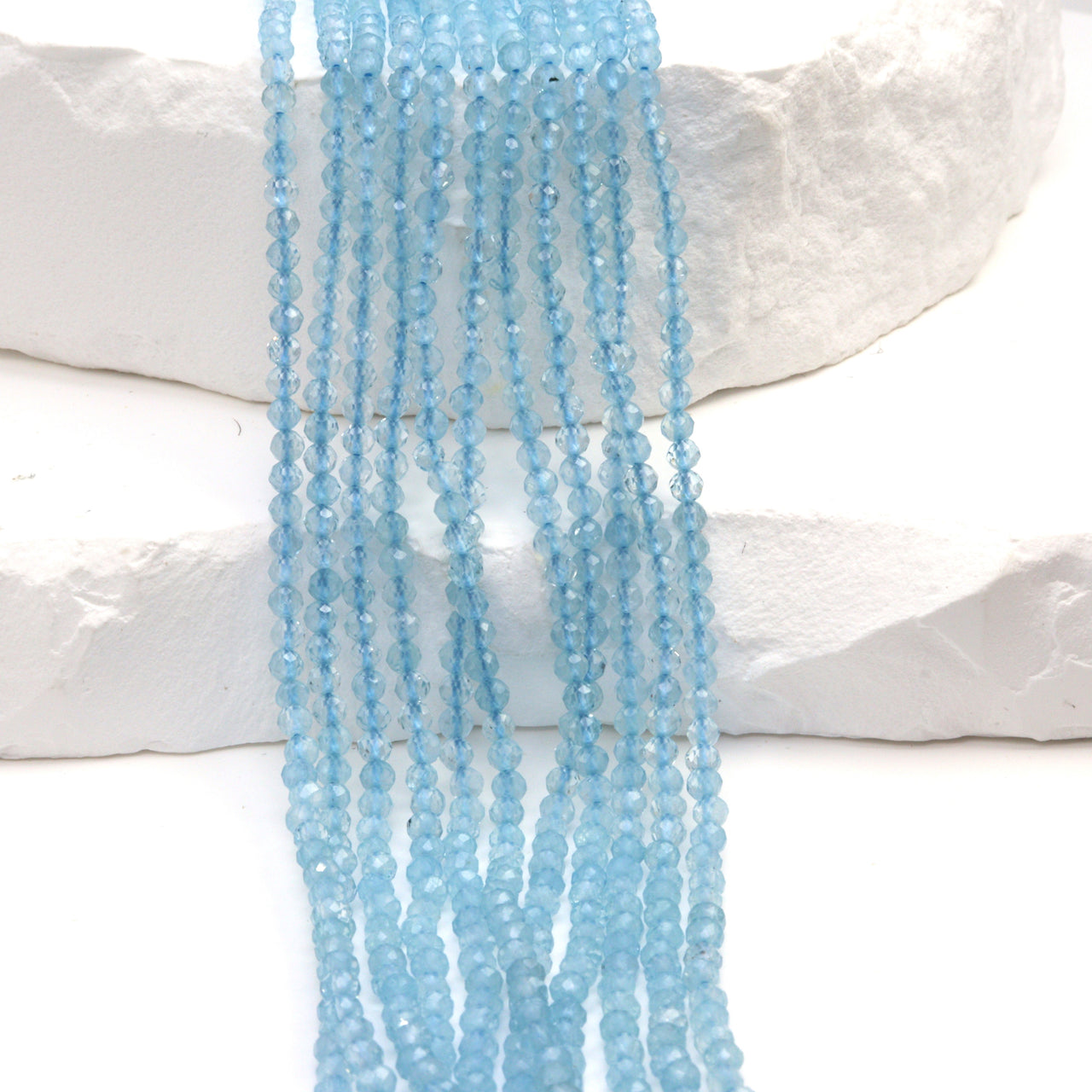 Blue Milky Aquamarine 2.5mm Faceted Rounds Bead Strand