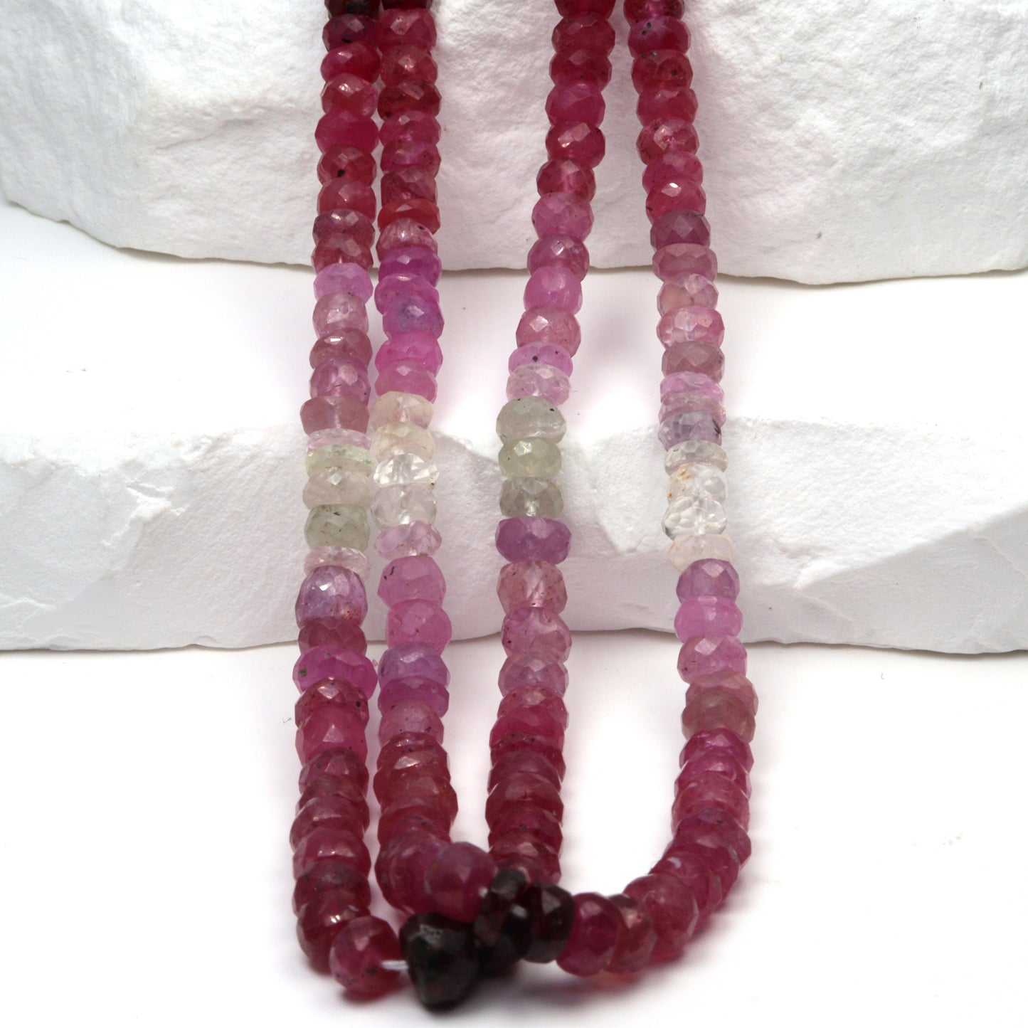 Ombre Red and Pink Ruby 4mm Faceted Rondelles