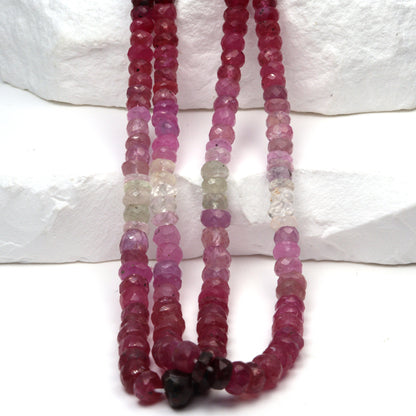 Ombre Red and Pink Ruby 4mm Faceted Rondelles