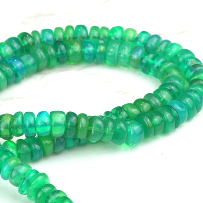 Green Ethiopian Opal 4mm Smooth Rondelles Bead Strand