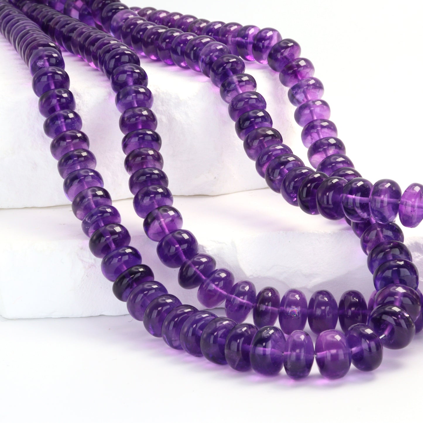 Purple Amethyst 6mm Smooth Rondelles