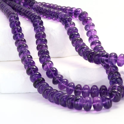 Purple Amethyst 6mm Smooth Rondelles