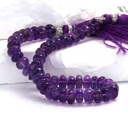 Purple Amethyst 7mm Smooth Rondelles
