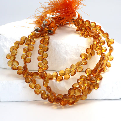 Orange Madeira Citrine 5mm Faceted Heart Shaped Briolettes