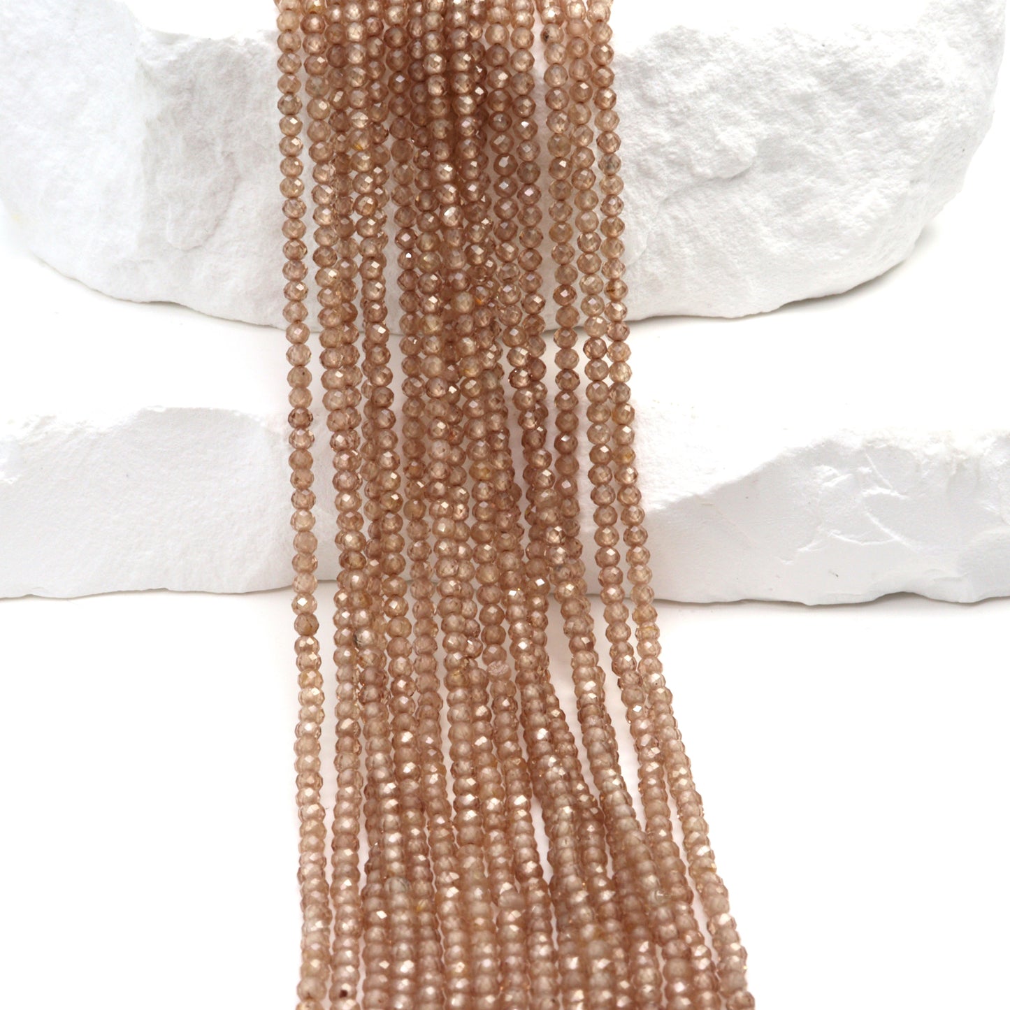 Brown Zircon 2mm Faceted Rounds Bead Strand
