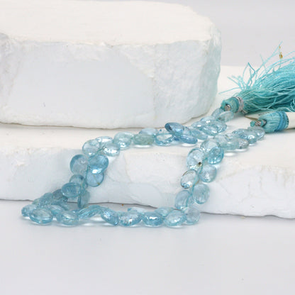 Blue Aquamarine 6mm Faceted Heart Shaped Briolettes