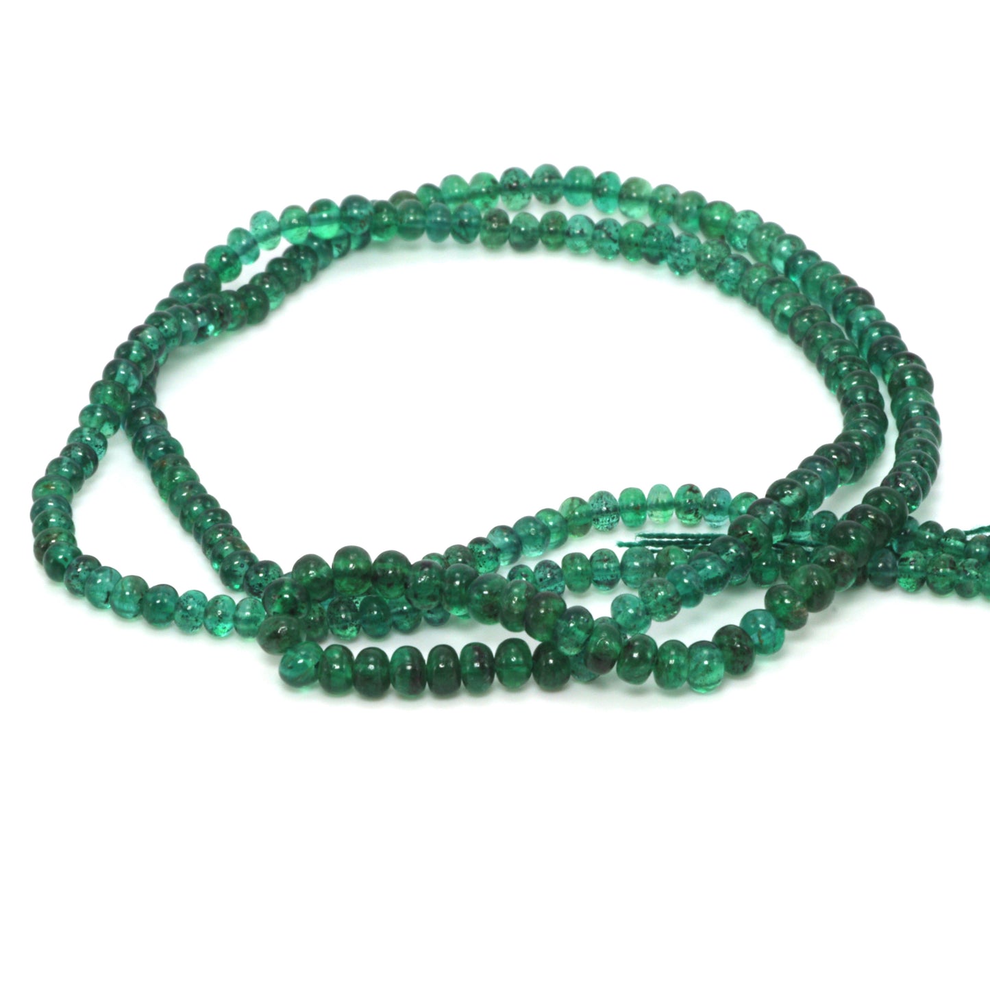 Green Emerald 2mm - 2.75mm Smooth Rondelles Bead Strand