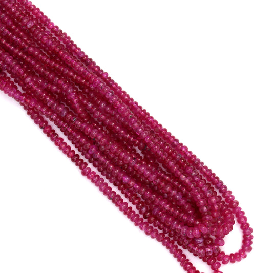 Pink Sapphire 2mm - 3mm Smooth Rondelles Bead Strand