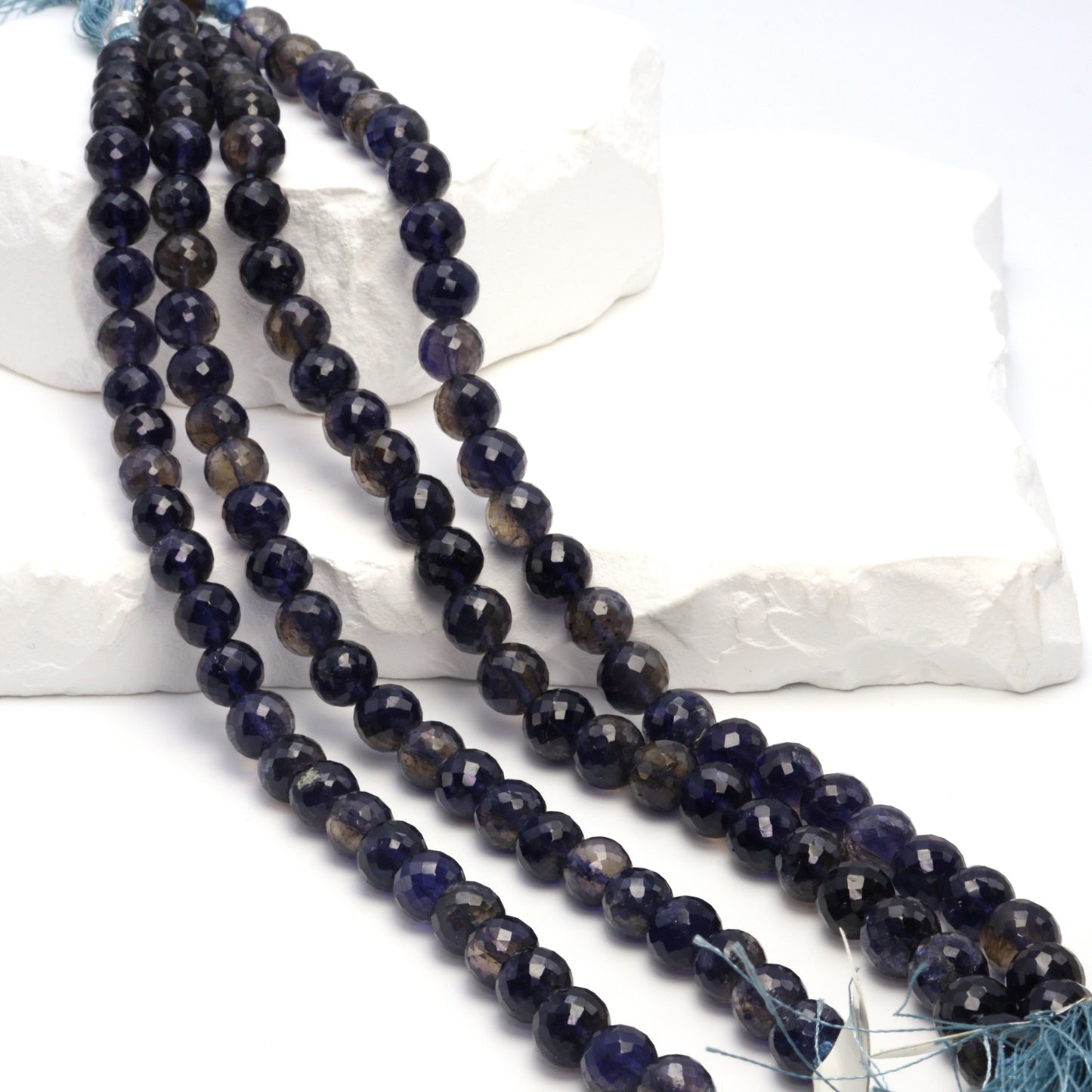 Blue Iolite 8mm Faceted Rounds Bead Strand