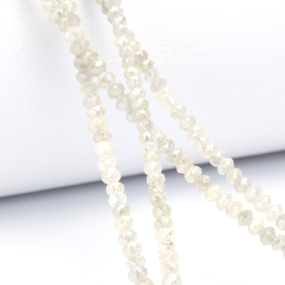 Gray Diamond 2.2mm - 2.8mm Hand Faceted Rondelles Bead Strand