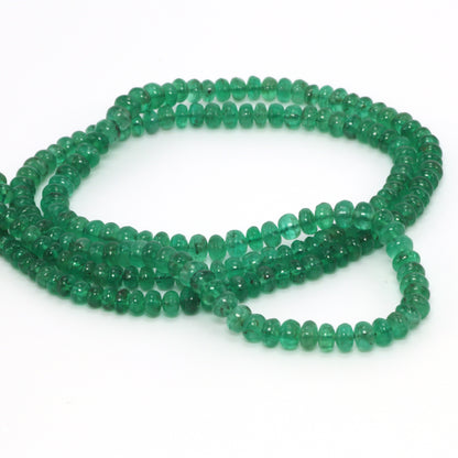Green Emerald 3mm - 3.5mm Smooth Rondelles Bead Strand