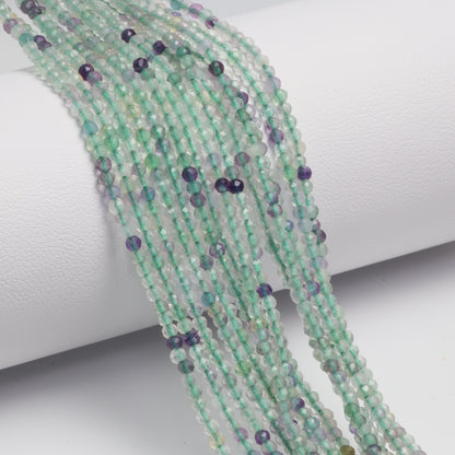 Green Fluorite 2mm Faceted Rounds Bead Strand