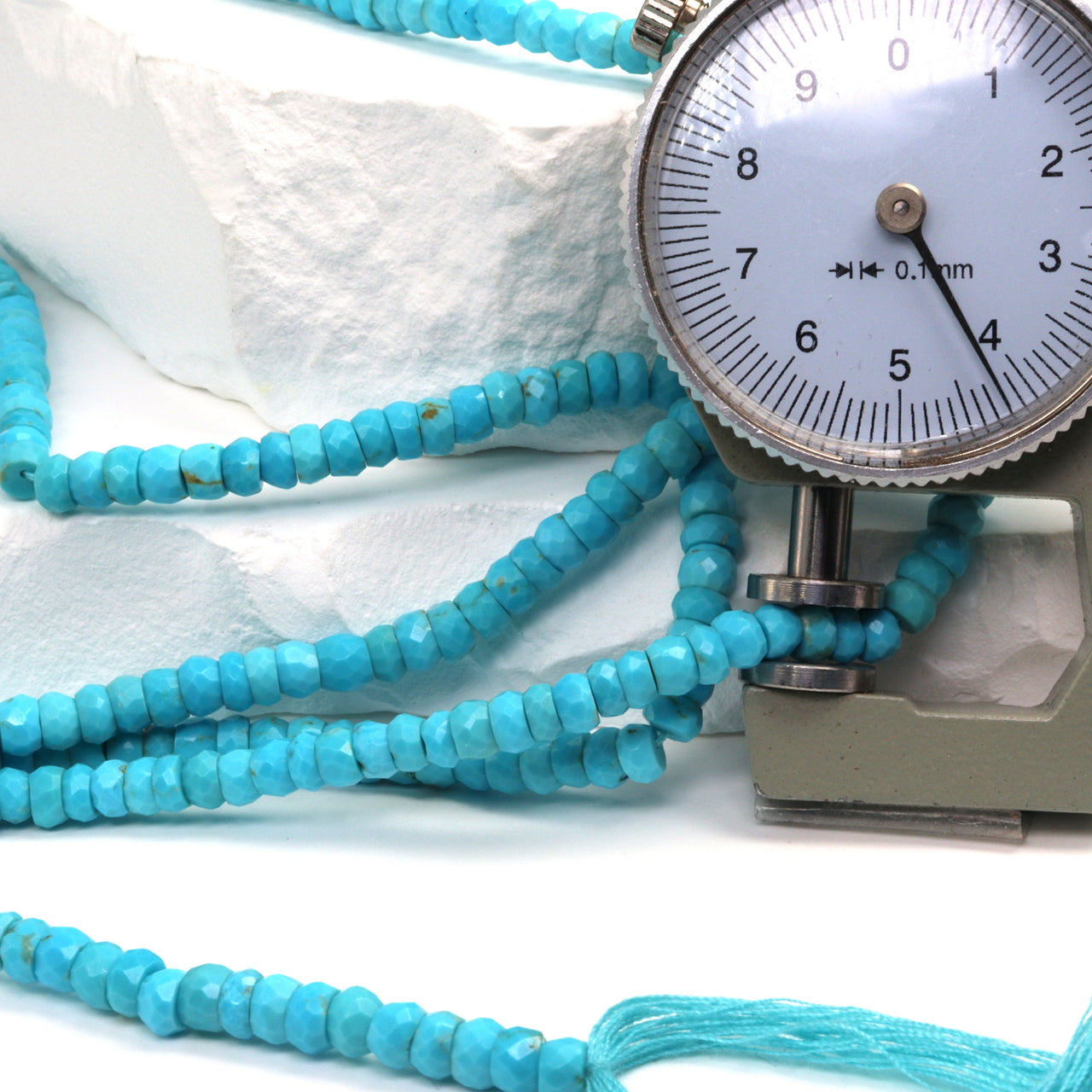 Natural Blue Turquoise 4.5mm Faceted Rondelles Bead Strand