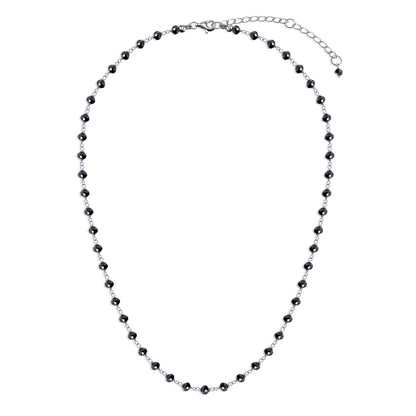 18K Black Diamond Rosary Beads Necklace