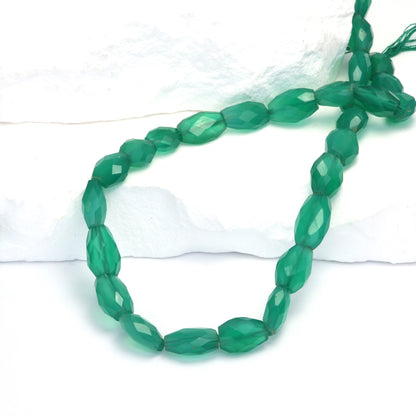 Green Onyx 10x8mm Faceted Ovals Bead Strand