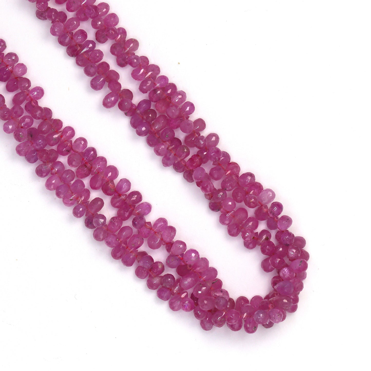 Pink Sapphire 4x2mm - 5x3mm Faceted Teardrop Briolettes Bead Strand