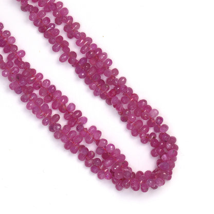 Pink Sapphire 4x2mm - 5x3mm Faceted Teardrop Briolettes Bead Strand