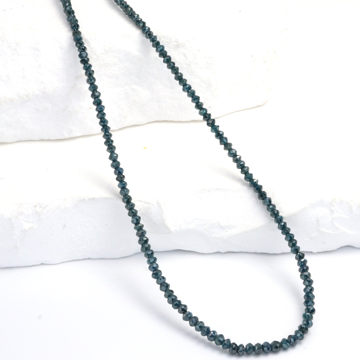 Blue Diamond 2.1mm - 2.7mm Hand Faceted Rondelles Bead Strand