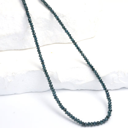 Blue Diamond 2.1mm - 2.7mm Hand Faceted Rondelles Bead Strand