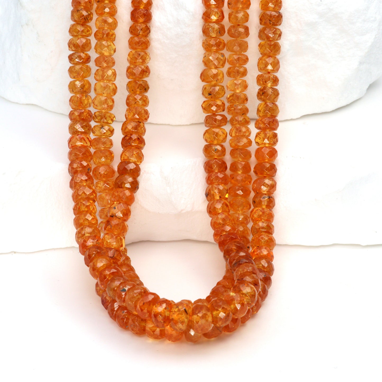 Spessartite Garnet 4mm - 5mm Hand Faceted Rondelles Bead Strand