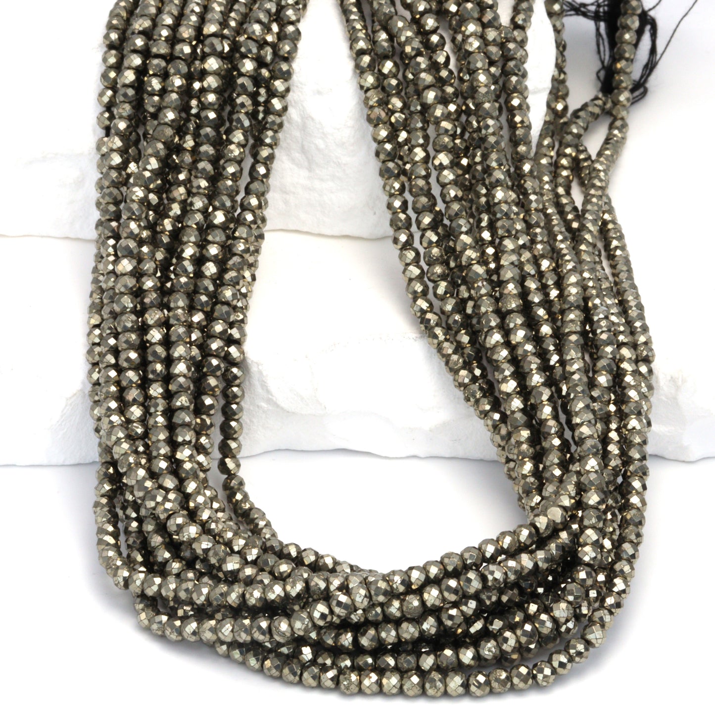 Natural Pyrite 3mm Faceted Rondelles Bead Strand