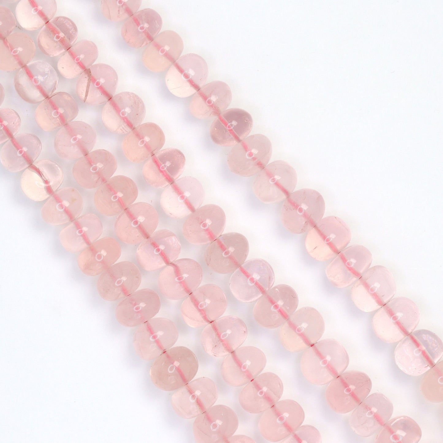 Rose Quartz 6mm - 9mm Smooth Rondelles Bead Strand