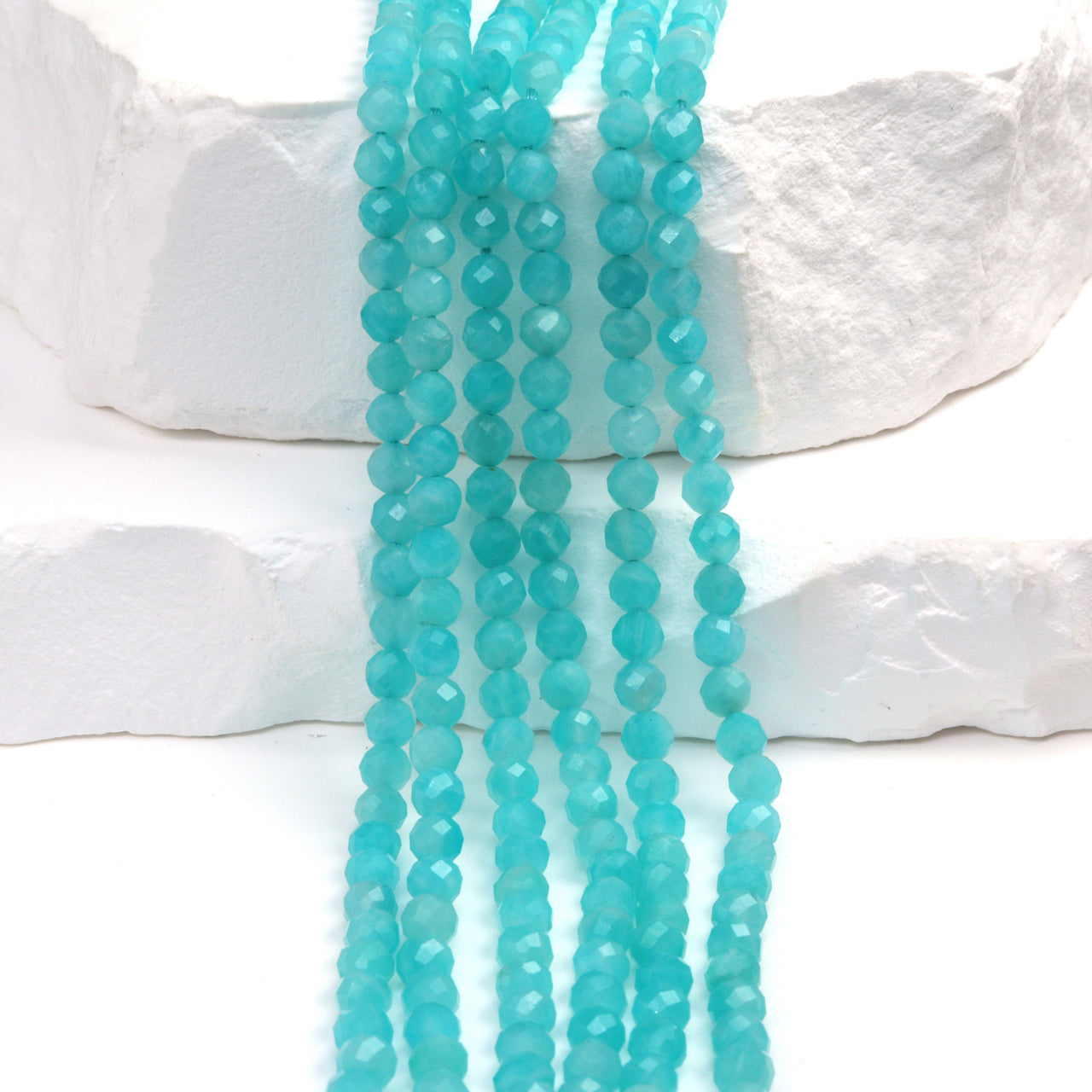 Blue Amazonite 4mm Faceted Rounds Bead Strand