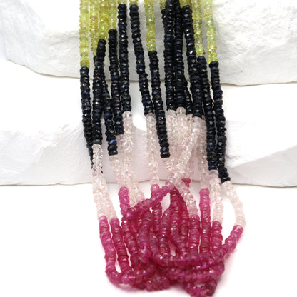 Multi Sapphire 2.5mm Faceted Rondelles