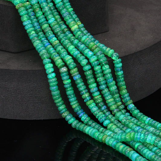 Green Ethiopian Opal 4.5mm Smooth Rondelles Bead Strand
