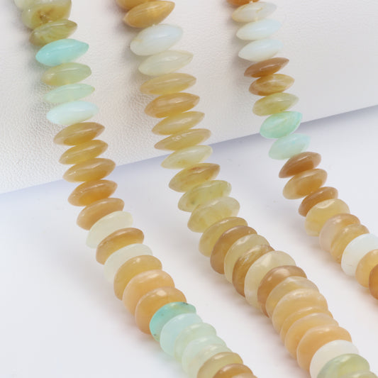 Ombre Blue Peruvian Opal 8mm German Cut Faceted Rondelles