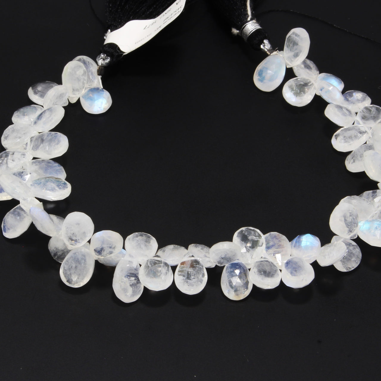 Blue Rainbow Moonstone 9x7mm Faceted Pear Shaped Briolettes 8" Bead Strand