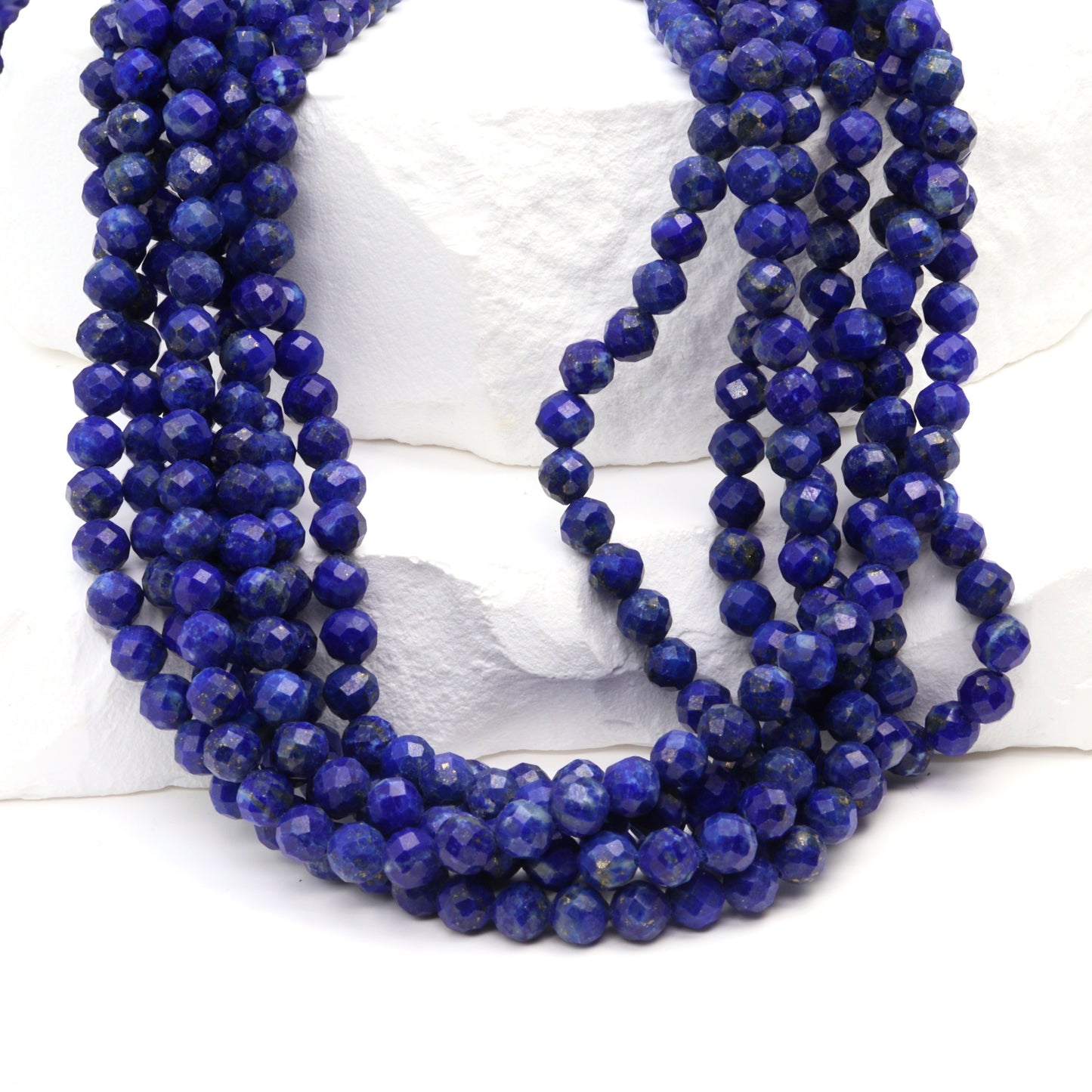 Royal Blue Lapis Lazuli 4mm Faceted Rounds Bead Strand