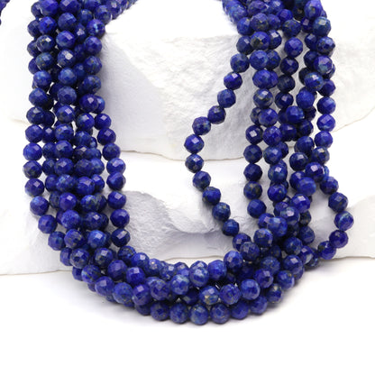 Royal Blue Lapis Lazuli 4mm Faceted Rounds Bead Strand