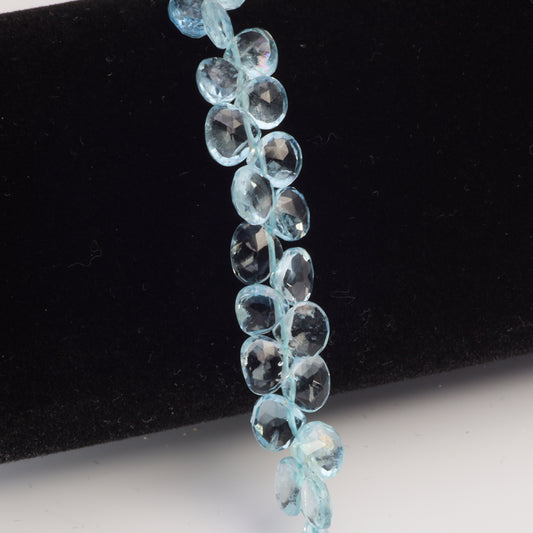 Blue Aquamarine 6mm Faceted Heart Shaped Briolettes