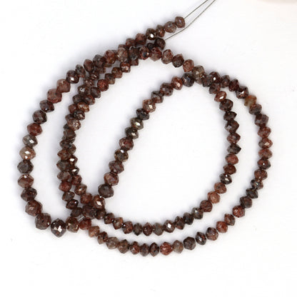 Brown Diamond 3.5mm - 4.5mm Hand Faceted Rondelles Bead Strand