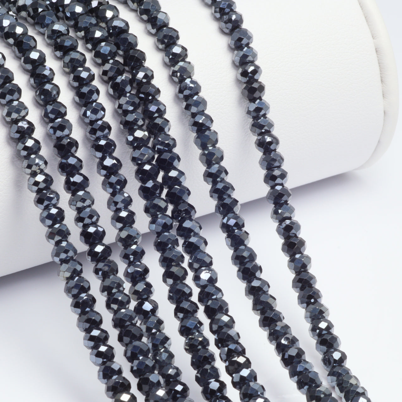 Coated Black Spinel 4mm Faceted Rondelles Bead Strand