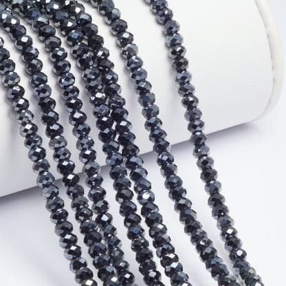 Coated Black Spinel 4mm Faceted Rondelles Bead Strand