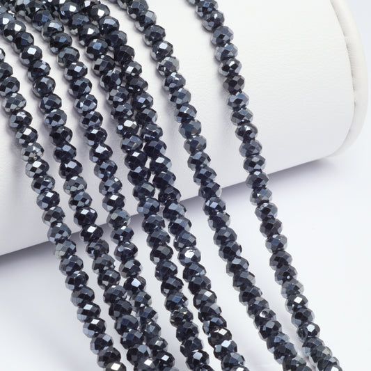Coated Black Spinel 4mm Faceted Rondelles Bead Strand