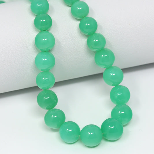 Apple Green Chrysoprase 6mm – 10mm Smooth Rounds Bead Strand