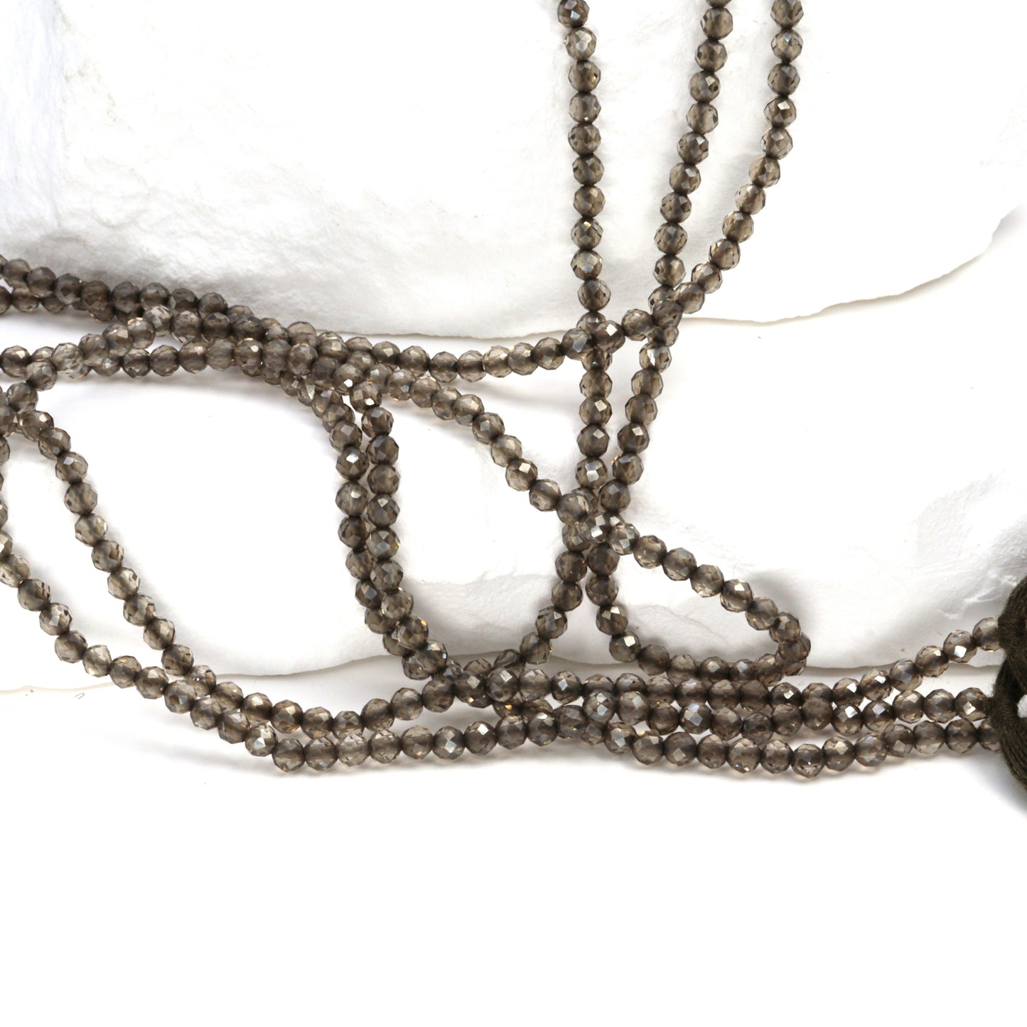 Coated Brown Smoky Quartz 2.5mm Faceted Rounds Bead Strand