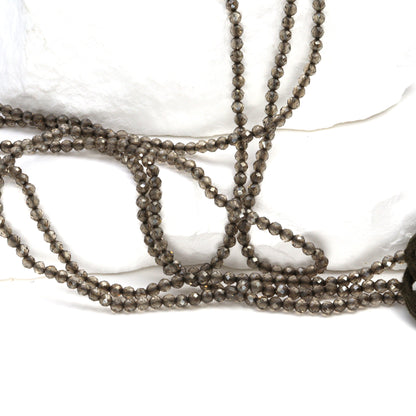 Coated Brown Smoky Quartz 2.5mm Faceted Rounds Bead Strand
