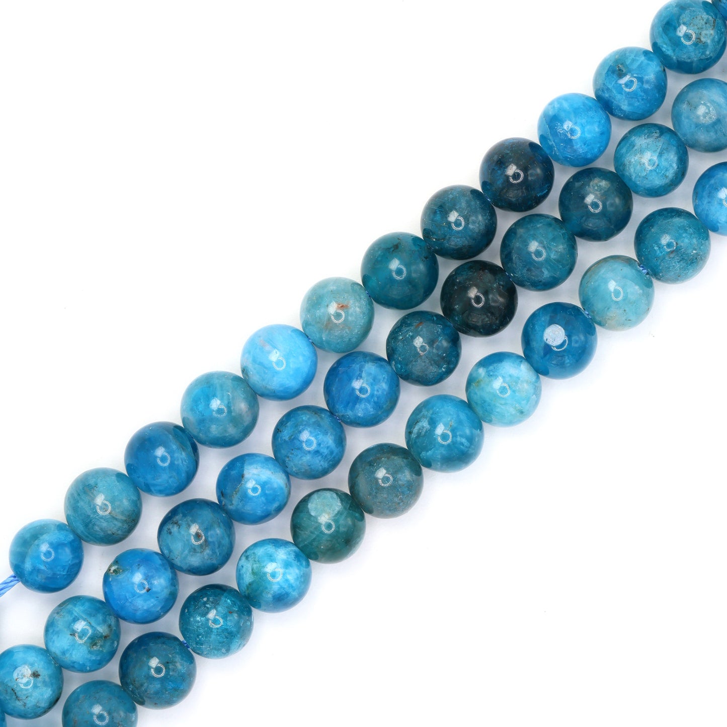 Neon Blue Apatite 8mm Smooth Rounds Bead Strand