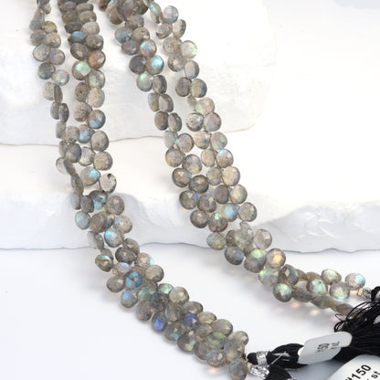 Blue Labradorite 5mm Faceted Heart Shaped Briolettes