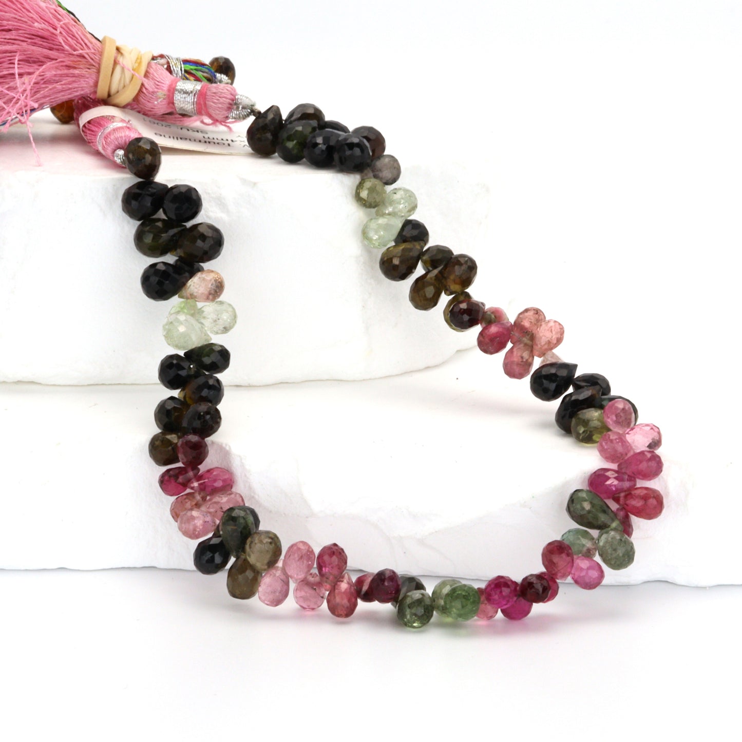 Watermelon Tourmaline 6x4mm Faceted Teardrop Briolettes