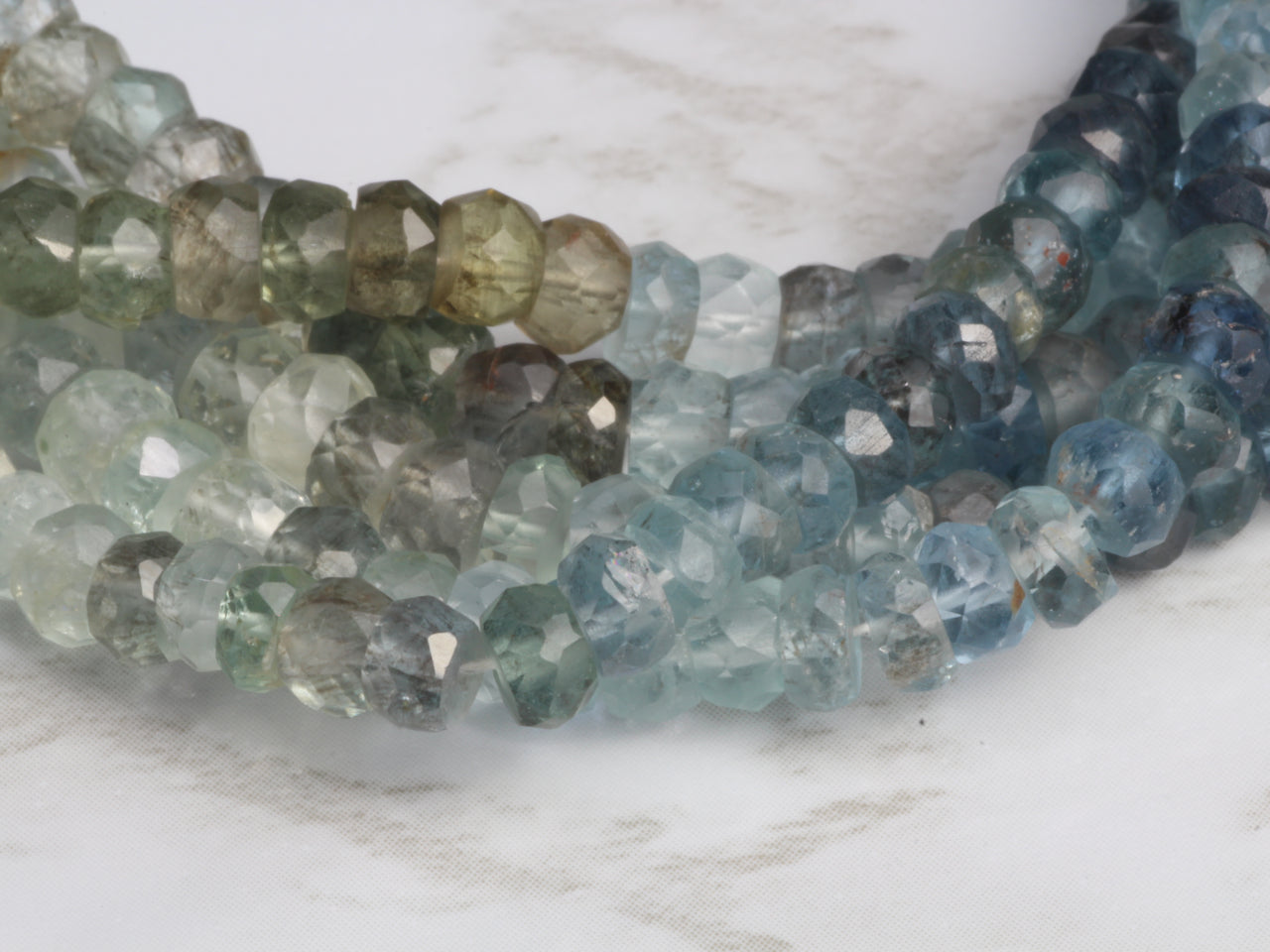 Light Moss Aquamarine 4.5mm Faceted Rondelles