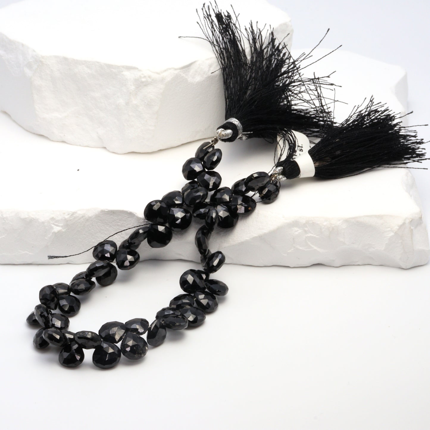 Black Spinel 7mm Faceted Heart Shaped Briolettes