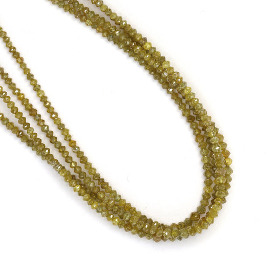 Yellow Diamond 1.8mm - 2.4mm Hand Faceted Rondelles Bead Strand